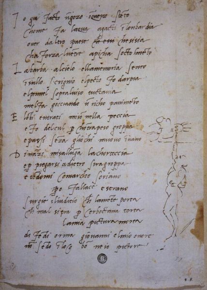 파일:Michelangelo, Sonnet with a caricature.jpg
